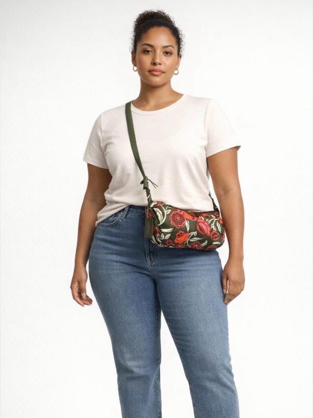 Vera Bradley spring brook sling Olive green Floral Print Crossbody Shoulder Bag - Picture 3 of 10